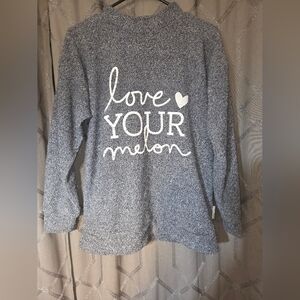 Wooly Threads Gray Love Your Melon Sweatshirt 80%cotton 20%polyester Size S.